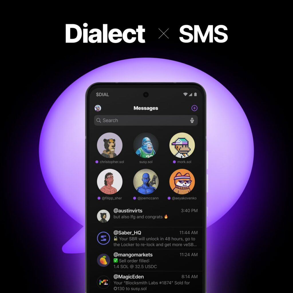 Dialect Solana partenariat application messagerie