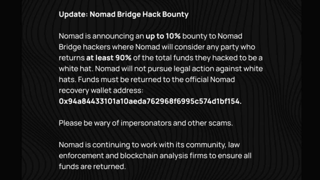 Nomad hack bounty