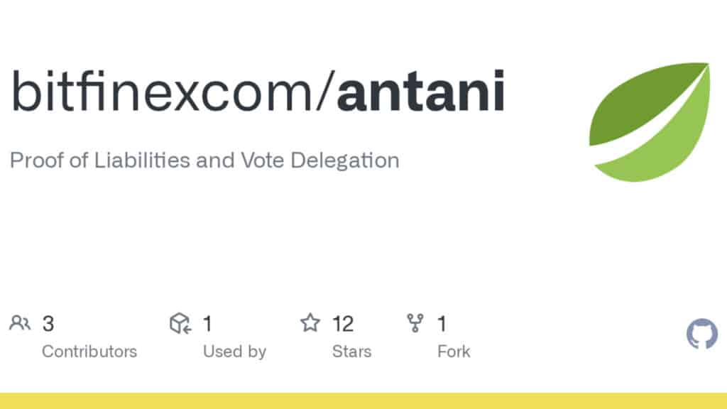 Antani Bitfinex proof reserve