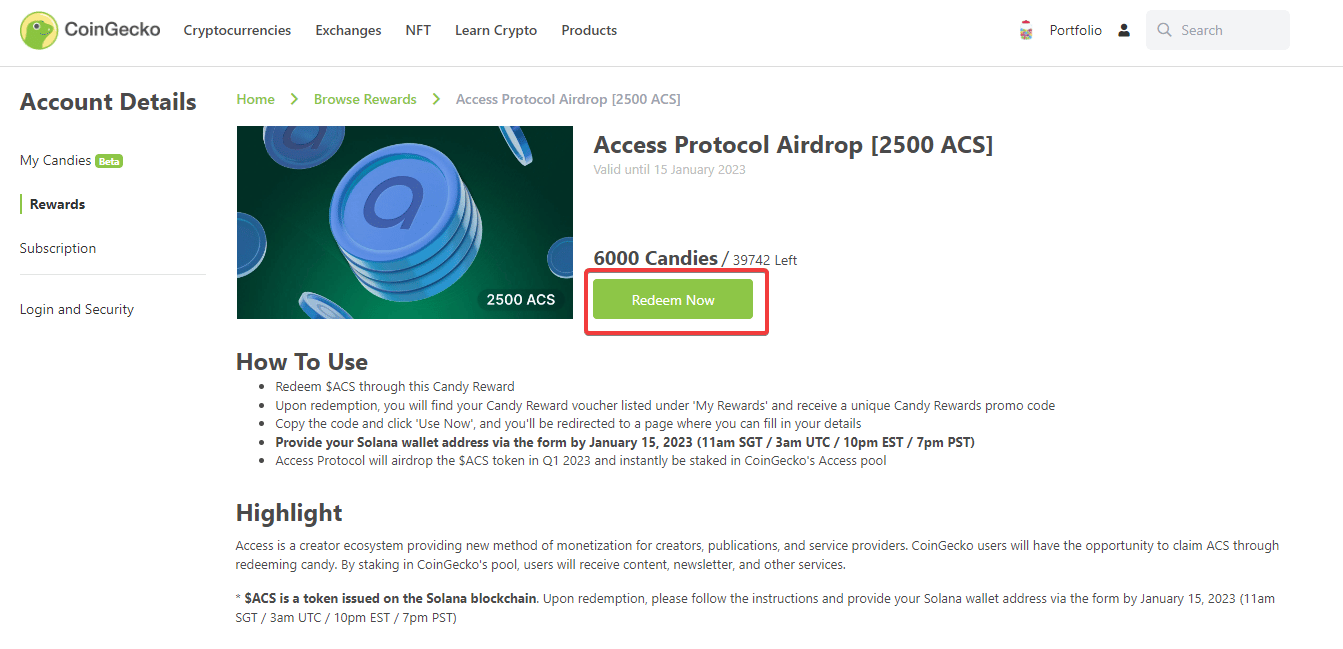 Airdrop CoinGecko x Access Protocol :… - Coin Academy