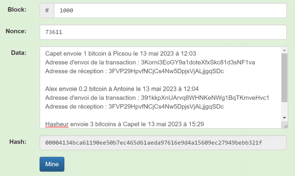 bloc transaction bitcoin
