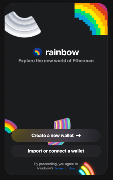 rainbow wallet creer portefeuille