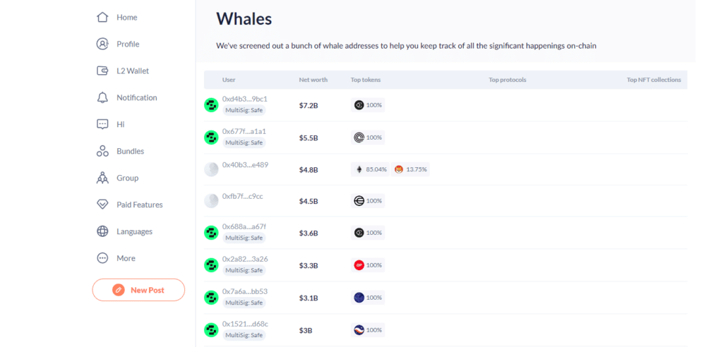 debank tracking whales crypto