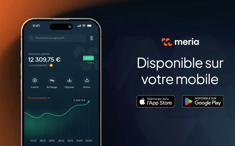 application mobile meria crypto investissement