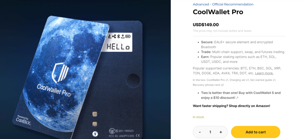 achat coolwallet pro crypto