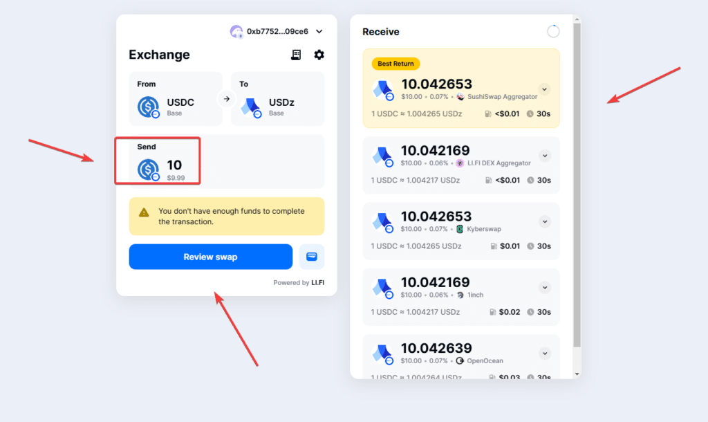 Anzen airdrop swap bridge usdz