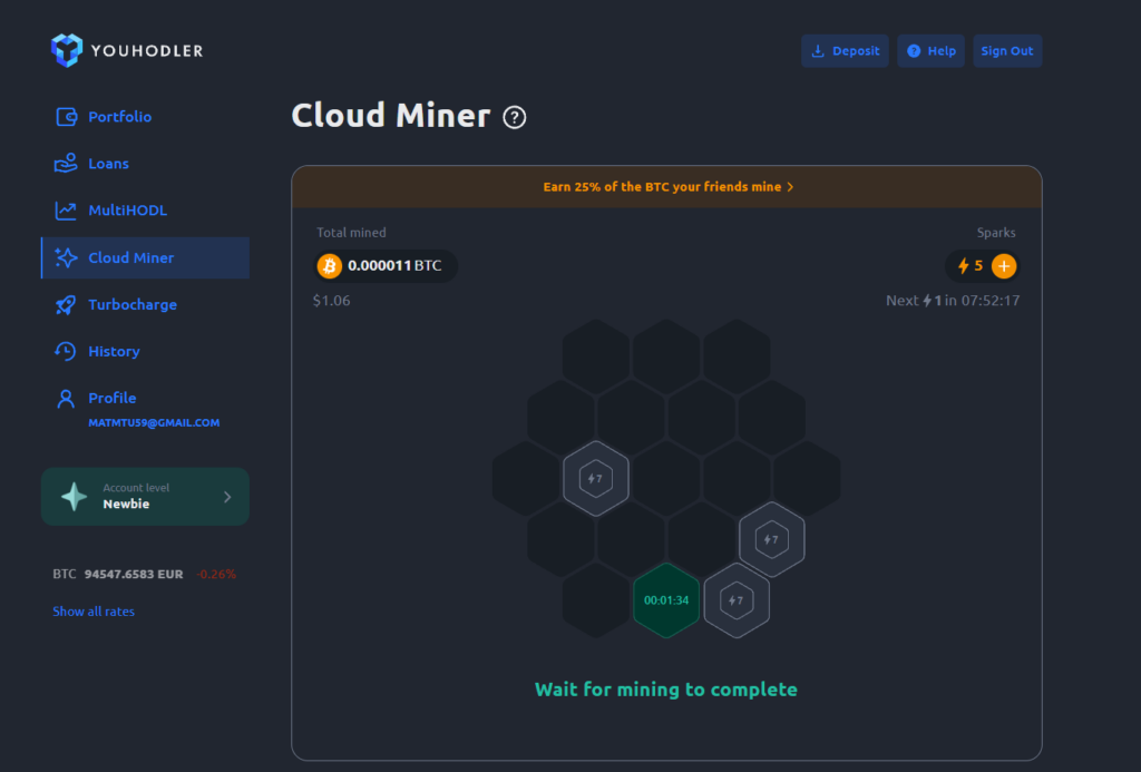 Cloud Mining de Youhodler