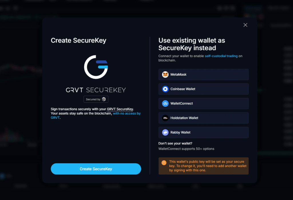 GRVT email wallet trading