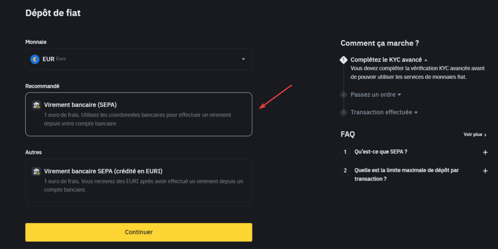 binance depot fiat virement bancaire