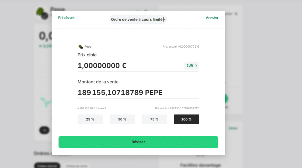 bitpanda vendre pepe crypto