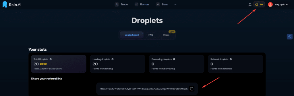rain airdrop referral