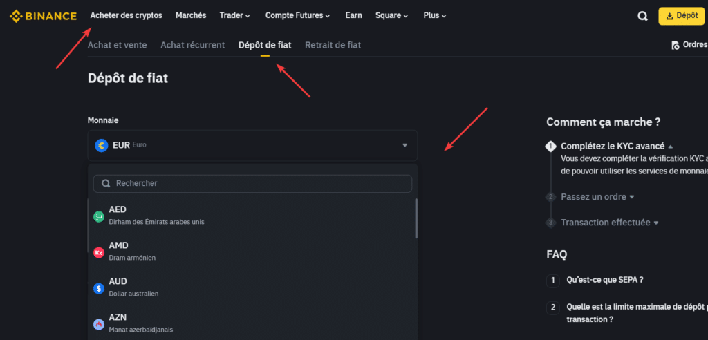 depot fiat binance