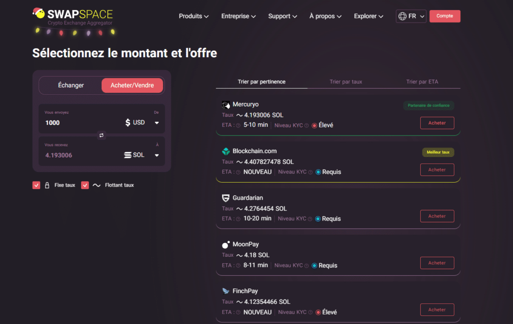 Swapspace achat crypto tuto