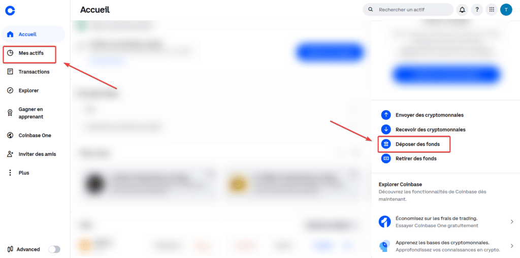 coinbase depot fonds