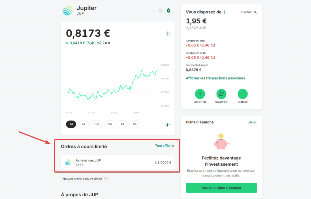 bitpanda limit order jupiter jup crypto