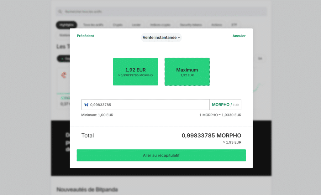 bitpanda morpho vente crypto