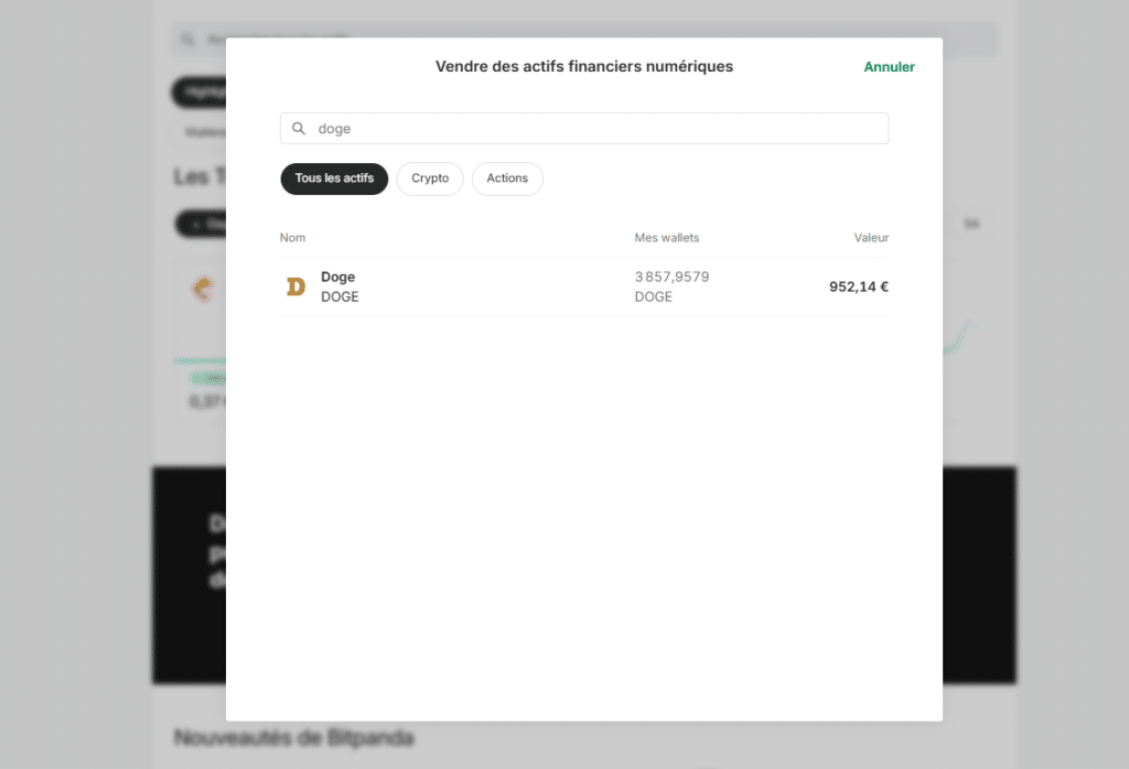 bitpanda vente dogecoin doge crypto