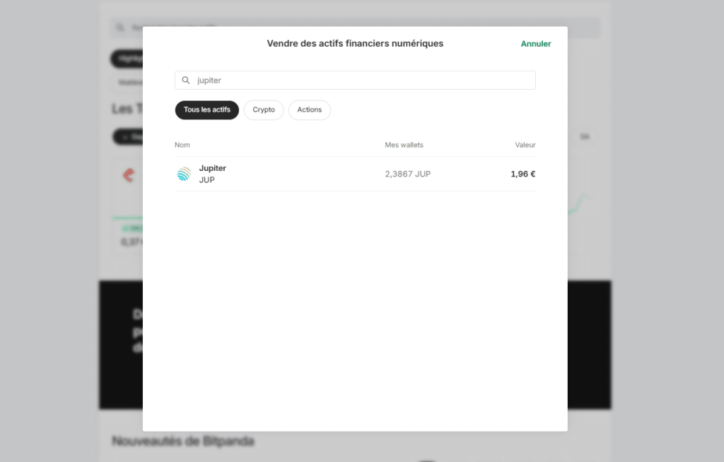 bitpanda vente jupiter jup crypto