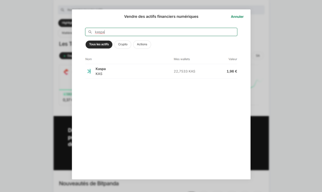 bitpanda vente kaspa kas eigen crypto