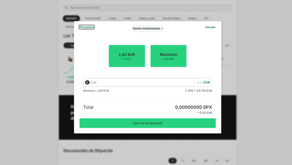 bitpanda vente spx6900 spx