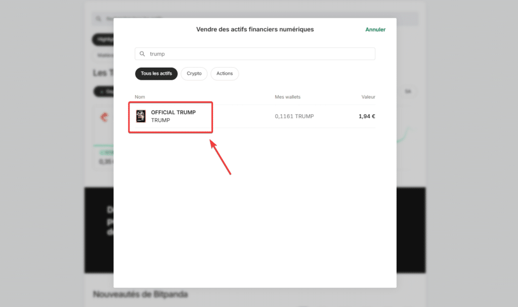 bitpanda vente trump crypto