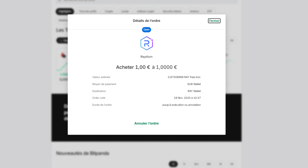 raydium ray ordre achat bitpanda