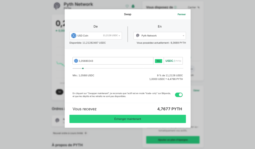 swap pyth network bitpanda