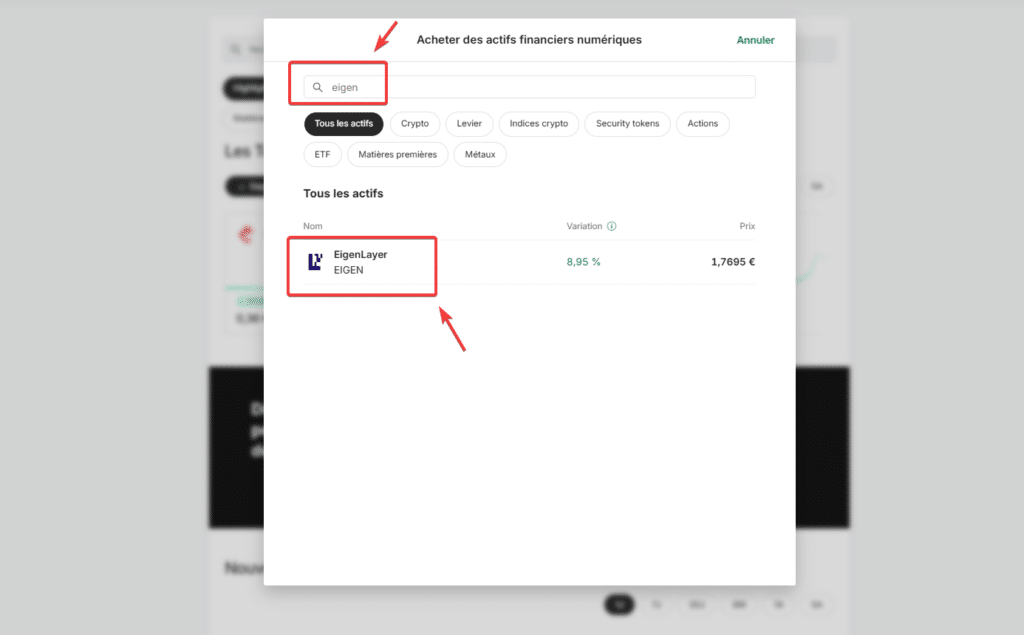 tuto achat eigenlayer eigen bitpanda