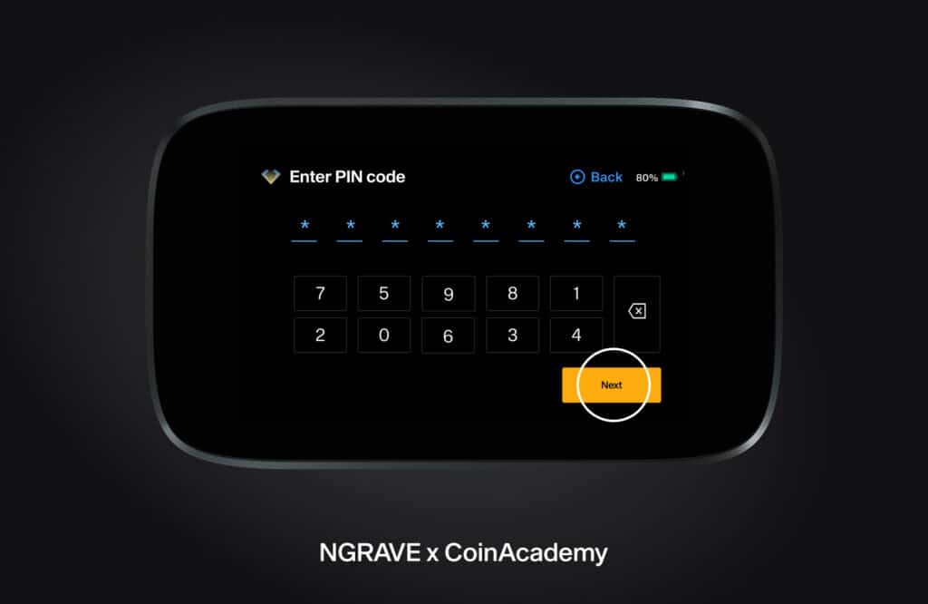ngrave enter pin code
