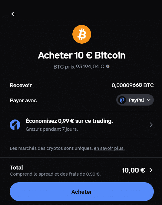 acheter crypto monnaie paypal coinbase