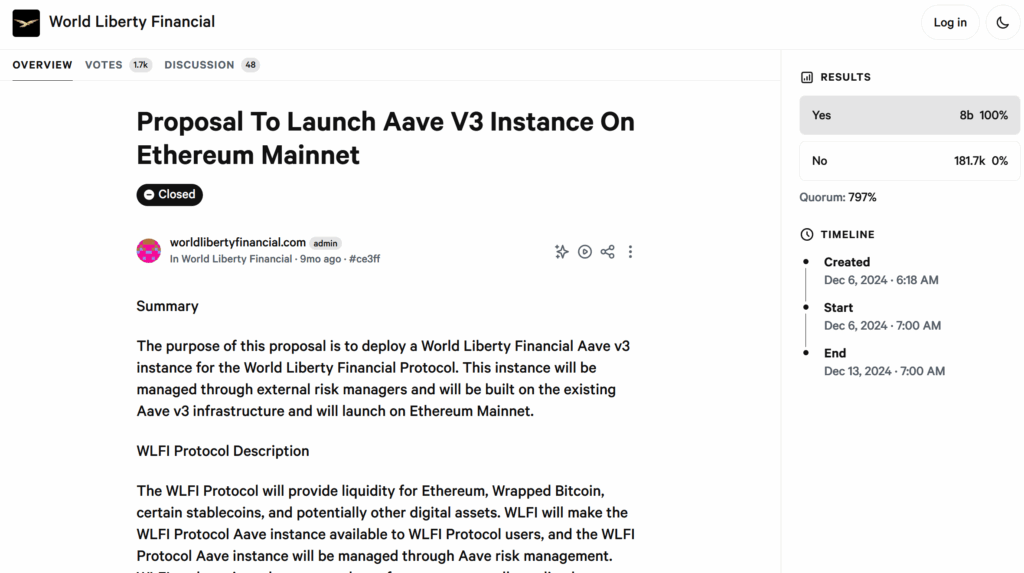 World liberty financial aave v3