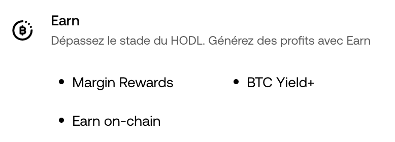 Fonctionnalités épargne OKX