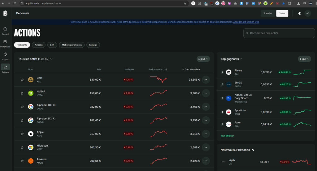 nouvelle interface Bitpanda