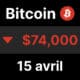 Btc bitcoin 74 maintient