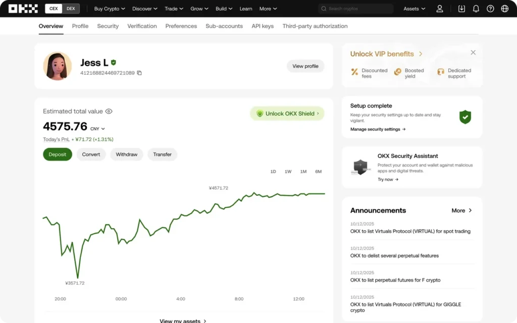 Okx shield dashboard
